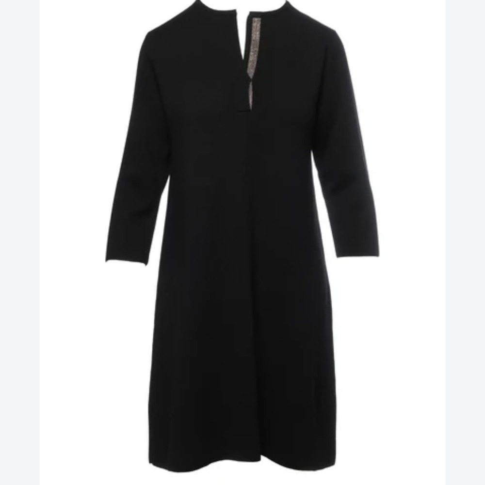 Fabiana Filippi Wool Dress XXL Black Merino Long Sleeve Italy - Picture 1 of 11